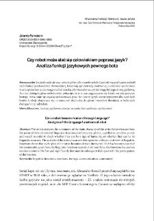 Czy robot może stać się człowiekiem poprzez język? Analiza funkcji językowych pewnego bota