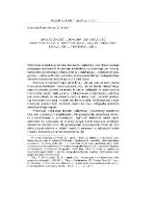 Społeczność lokalna, zbiorowość terytorialna a instyncjonalizacja ideologii lokalizmu/regionalizmu = Local community, territorial collectivity and the process of ideology institutionalization of localism/regionalism