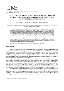 Analysis and optimization of epicyclic mechanisms with mutually meshed satellites for engineering and industrial applications