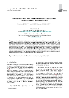 From structural analysis to observer-based residual generation for fault detection