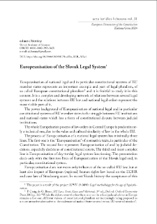 Europeanisation of the Slovak Legal System