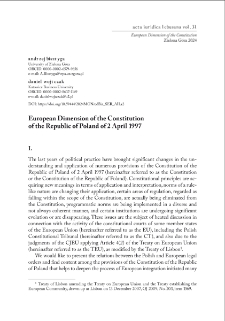 European Dimension of the Constitutionof the Republic of Poland of 2 April 1997