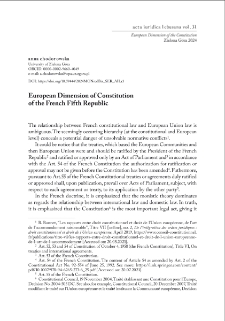 European Dimension of Constitutionof the French Fifth Republic