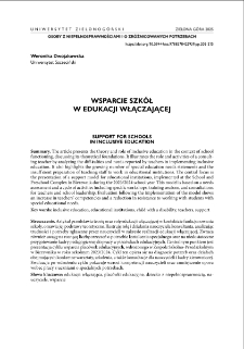 Wsparcie szkół w edukacji włączającej = Support for schools in inclusive education