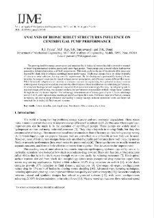 Analysis of bionic riblet structures` influence on centrifugal pump performance