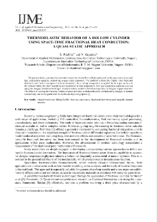 Thermoelastic Behavior of a Hollow Cylinder Using Space-time Fractional Heat Conduction: A Quasi-static Approach