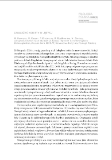 Zauważyć kobiety w języku (M. Hawrysz, M. Kaczor, P. Kładoczny, K. Rostkowska, "Leksykon żeńskich nazw stanowisk, funkcji i tytuł&oacute;w na Uniwersytecie Zielonog&oacute;rskim") - recenzja
