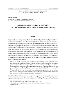 Językowa identyfikacja niedziel w dw&oacute;ch typach kalendarza liturgicznego = The linguistic identification of Sundays in two types of liturgical calendars