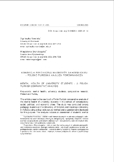 Kondycja psychiczna młodzieży akademickiej - polsko-turecka analiza por&oacute;wnawcza = Mental health of university students - a Polish-Turkish comparative analysis