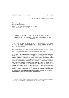 Pokusa scjentyzmu w sporze o ewolucję i inteligentny projekt? Ocena tezy Erkkiego Kojonena = The temptation of scientism in the debate on evolution and intelligent design? An evaluation of Erkki Kojonen`s thesis