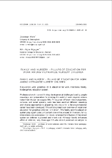 Family and nursery - pillars of education for work among Vietnamese nursery children = Rodzina i przedszkole - filary edukacji do pracy wietnamskich dzieci w wieku przedszkolnym