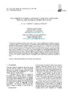 An alternative powerful approach to multiple hypotheses testing: Application in a correlation study
