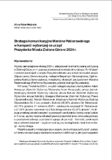 Strategie komunikacyjne Marcina Pabierowskiego w kampanii wyborczej na urząd Prezydenta Miasta Zielona G&oacute;ra w 2024 r.