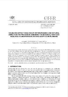 Cause-and-effect Analysis of Anthropogenic and Natural Aspects in the Process of Assessing the Material Heritage Resource in Underground Mining Adaptation Planning