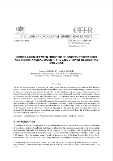 Correlation Between Progress of Construction Works and Their Financial Spend in the Execution of Residential Buildings