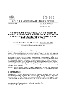 The Significance of Public Consultation in the Design Process: The role of Public Participation in the Education of Architects - the Case Study of Development of Adam Mickiewicz Square in Opole