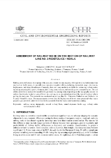 Assessment of Railway Noise on the Section of Railway Line no. 3 Podstolice - Nekla