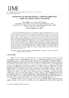 Overview of the Mechanical Forced Vibration Used to Enhance Heat Transfer
