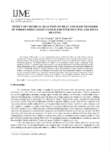 Effect of Chemical Reaction on Heat and Mass transfer of Porous MHD Casson Nano Fluid with Melting and Joule heating