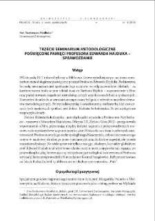 Trzecie Seminarium metodologiczne poświęcone pamięci profesora Edwarda Hajduka - sprawozdanie