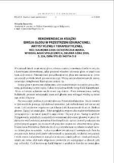 Emisja głosu w przestrzeni edukacyjnej, artystycznej i terapeutycznej - recenzja