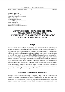 Aktywność dziś - doświadczenie jutro. Sprawozdanie z działalności Studenckiego Koła Naukowego "Kooperacja" w roku akademickim 2023/2024 = Today`s activity ? tomorrow`s experience. Report on the activities of the Student Scientific Club "Cooperation" in the academic year 2023/2024
