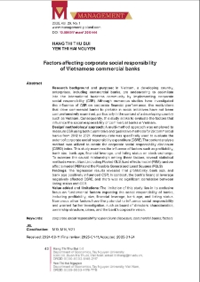 Factors affecting corporate social responsibility of Vietnamese commercial banks
