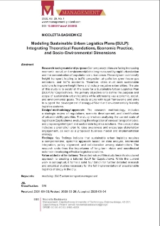 Modeling Sustainable Urban Logistics Plans (SULP): Integrating Theoretical Foundations, Economic Practice, and Socio-Environmental Dimensions