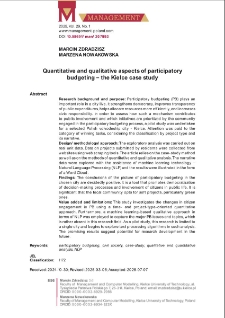 Quantitative and qualitative aspects of participatory budgeting - the Kielce case study
