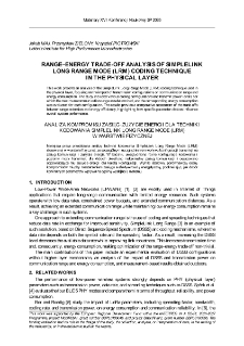Range-energy trade-off analysis of Simplelink Long Range Mode (LRM) coding technique in the physical layer = Analiza kompromisu zasięg-zużycie energii dla techniki kodowania Simplelink Long Range Mode (LRM) w warstwie fizycznej
